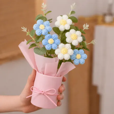 Pastel Crochet Daisy Bouquet