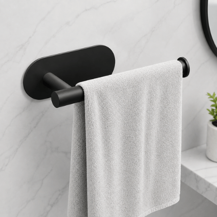 7Stars Self Adhesive Hand Towel Holder (Aluminium, Black)