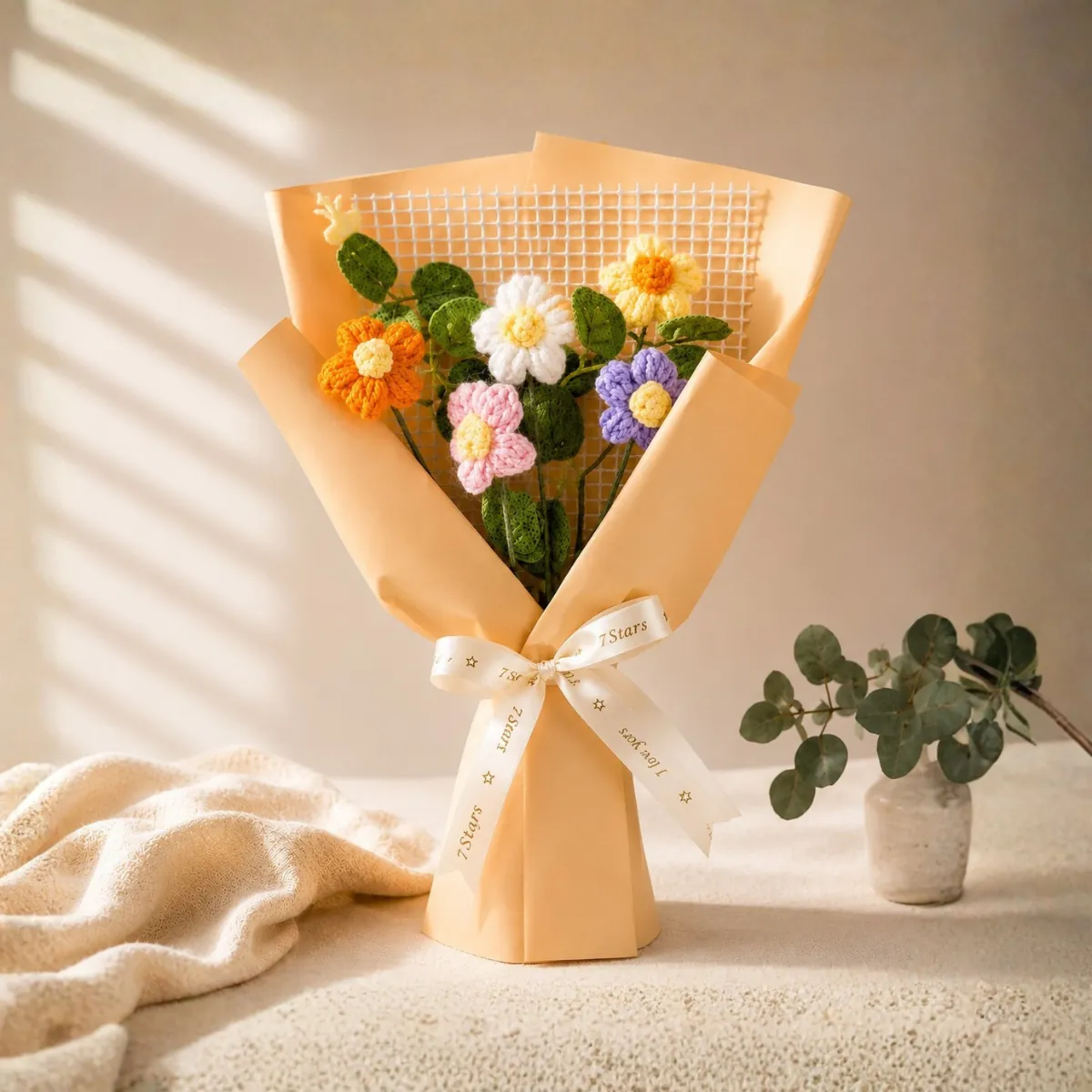 Handmade crochet bouquets and gift baskets